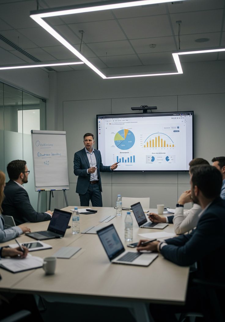 Reunião de negócios com apresentação de resultados